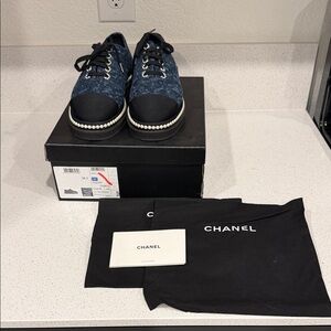 CHANEL WMNs Denim and Black Shoes